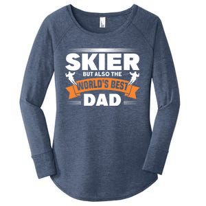 Skier But Also The World's Best Dad Ski Skiing Great Gift Women's Perfect Tri Tunic Long Sleeve Shirt