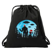 Santa Bigfoot Alien Ufo Christmas Sasquatch Extraterrestrial Drawstring Bag