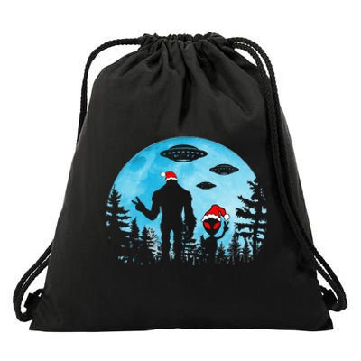 Santa Bigfoot Alien Ufo Christmas Sasquatch Extraterrestrial Drawstring Bag