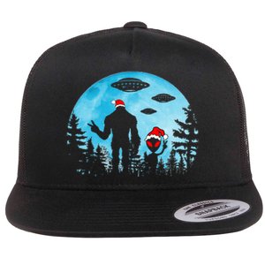 Santa Bigfoot Alien Ufo Christmas Sasquatch Extraterrestrial Flat Bill Trucker Hat