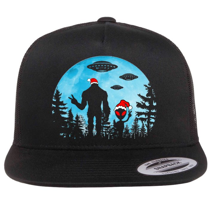 Santa Bigfoot Alien Ufo Christmas Sasquatch Extraterrestrial Flat Bill Trucker Hat