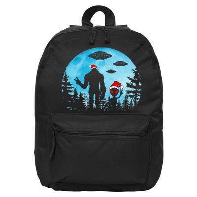 Santa Bigfoot Alien Ufo Christmas Sasquatch Extraterrestrial 16 in Basic Backpack