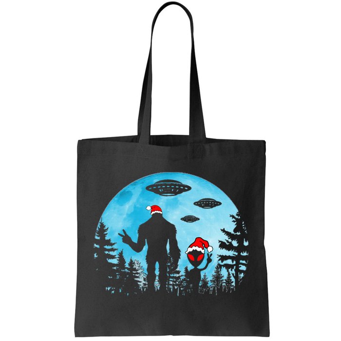 Santa Bigfoot Alien Ufo Christmas Sasquatch Extraterrestrial Tote Bag