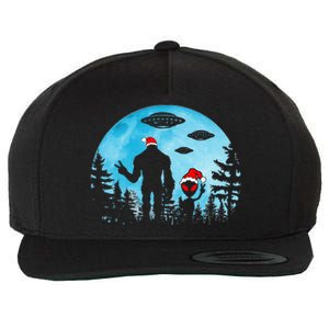 Santa Bigfoot Alien Ufo Christmas Sasquatch Extraterrestrial Wool Snapback Cap