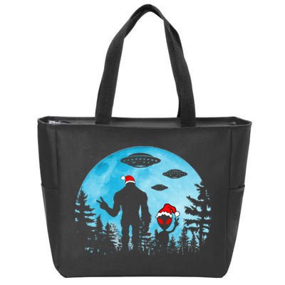 Santa Bigfoot Alien Ufo Christmas Sasquatch Extraterrestrial Zip Tote Bag