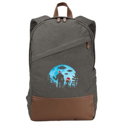 Santa Bigfoot Alien Ufo Christmas Sasquatch Extraterrestrial Cotton Canvas Backpack