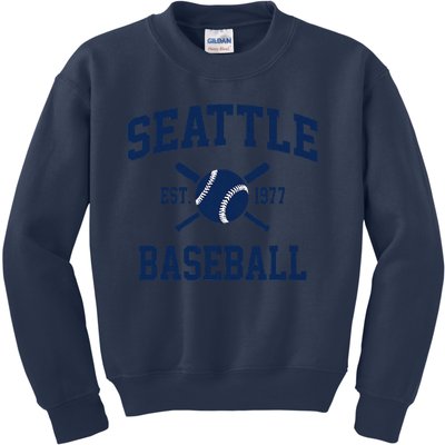 Seattle Baseball Athletic Vintage Sports Team Fan Kids Sweatshirt