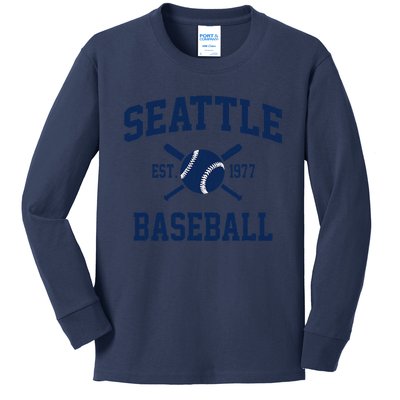 Seattle Baseball Athletic Vintage Sports Team Fan Kids Long Sleeve Shirt