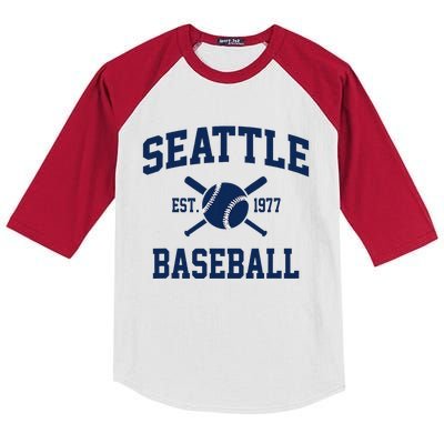 Seattle Baseball Athletic Vintage Sports Team Fan Kids Colorblock Raglan Jersey