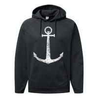 Sailing Boat Anchor Performance Fleece Hoodie