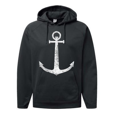 Sailing Boat Anchor Performance Fleece Hoodie