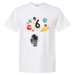 Sixth Birthday Astronaut 6th Birthday Space Moon Garment-Dyed Heavyweight T-Shirt