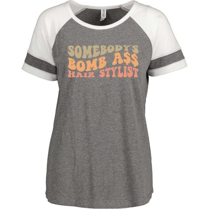 Somebody's Bomb Ass Hairstylist Enza Ladies Jersey Colorblock Tee