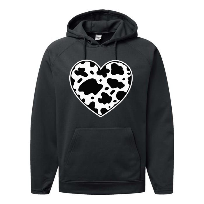 Skin black and white Heart Cow Farmer cows Performance Fleece Hoodie