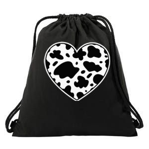 Skin black and white Heart Cow Farmer cows Drawstring Bag