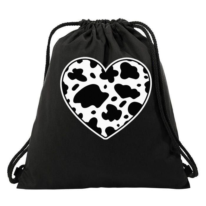 Skin black and white Heart Cow Farmer cows Drawstring Bag