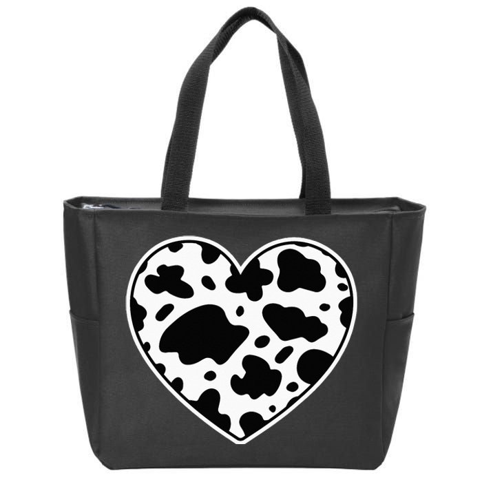 Skin black and white Heart Cow Farmer cows Zip Tote Bag