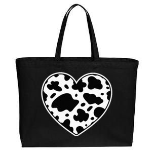 Skin black and white Heart Cow Farmer cows Cotton Canvas Jumbo Tote