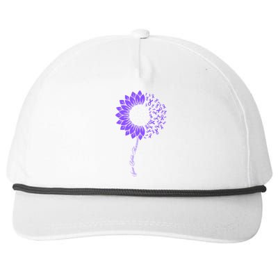 Spina Bifida Awareness Month Sunflower Purple Snapback Five-Panel Rope Hat