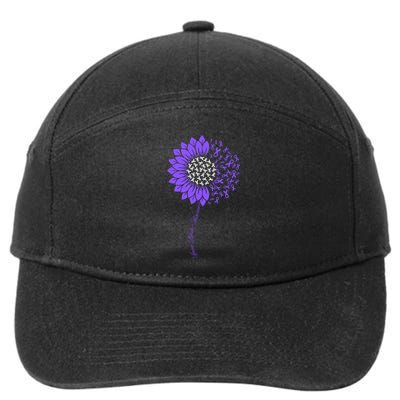 Spina Bifida Awareness Month Sunflower Purple 7-Panel Snapback Hat