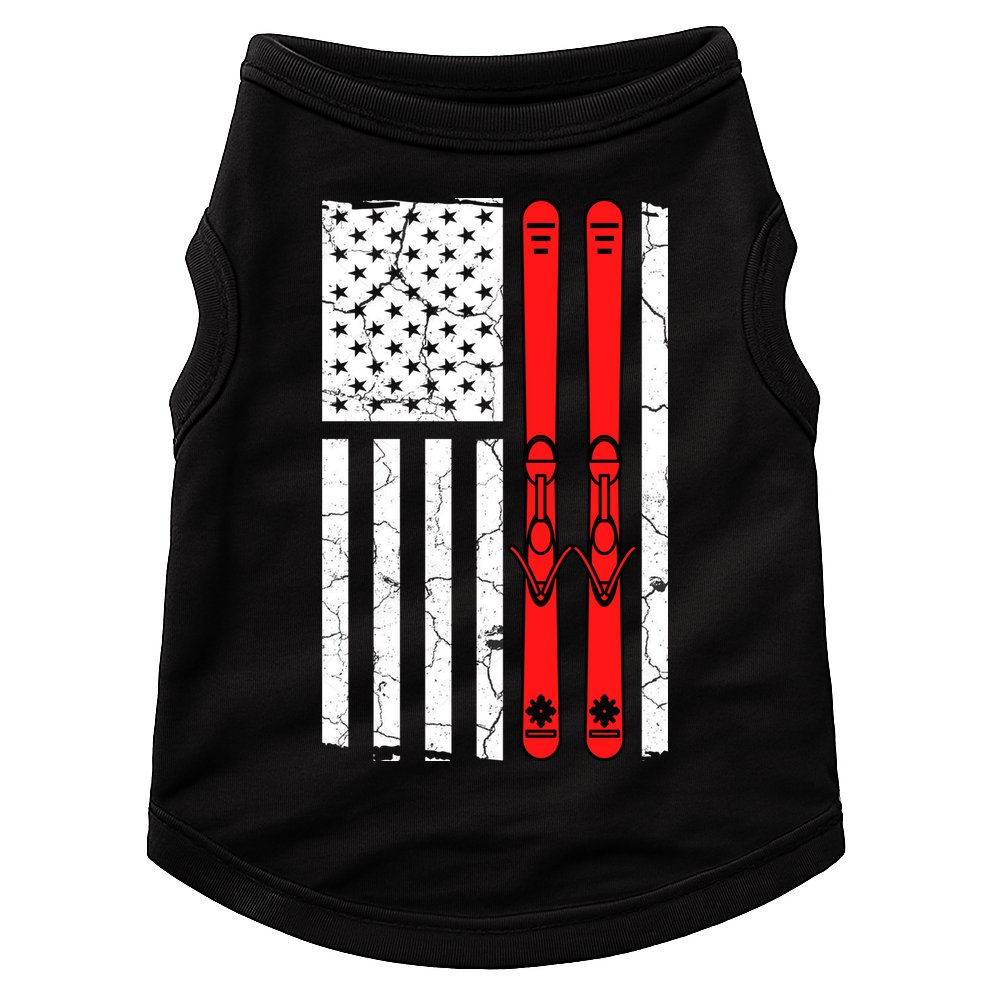 Ski Boarding American Flag Sport Hobby Doggie Tank