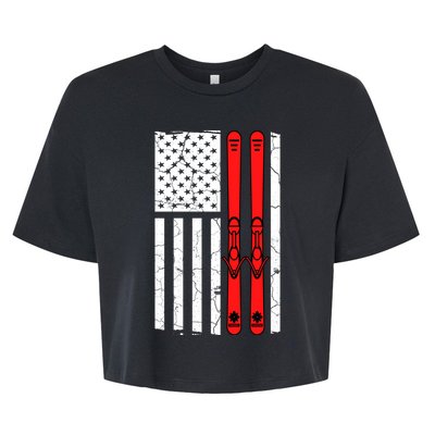 Ski Boarding American Flag Sport Hobby Bella+Canvas Jersey Crop Tee