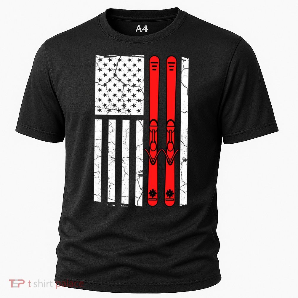 Ski Boarding American Flag Sport Hobby Performance Shirt