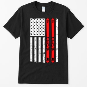 Ski Boarding American Flag Sport Hobby Tall T-Shirt