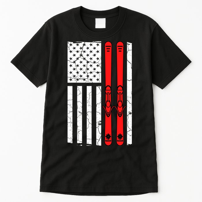 Ski Boarding American Flag Sport Hobby Tall T-Shirt