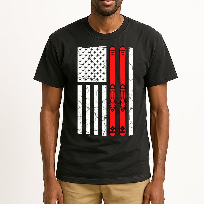 Ski Boarding American Flag Sport Hobby Tall T-Shirt
