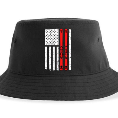 Ski Boarding American Flag Sport Hobby Sustainable Bucket Hat