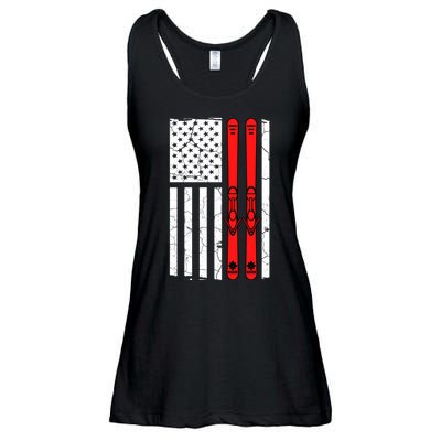 Ski Boarding American Flag Sport Hobby Ladies Essential Flowy Tank