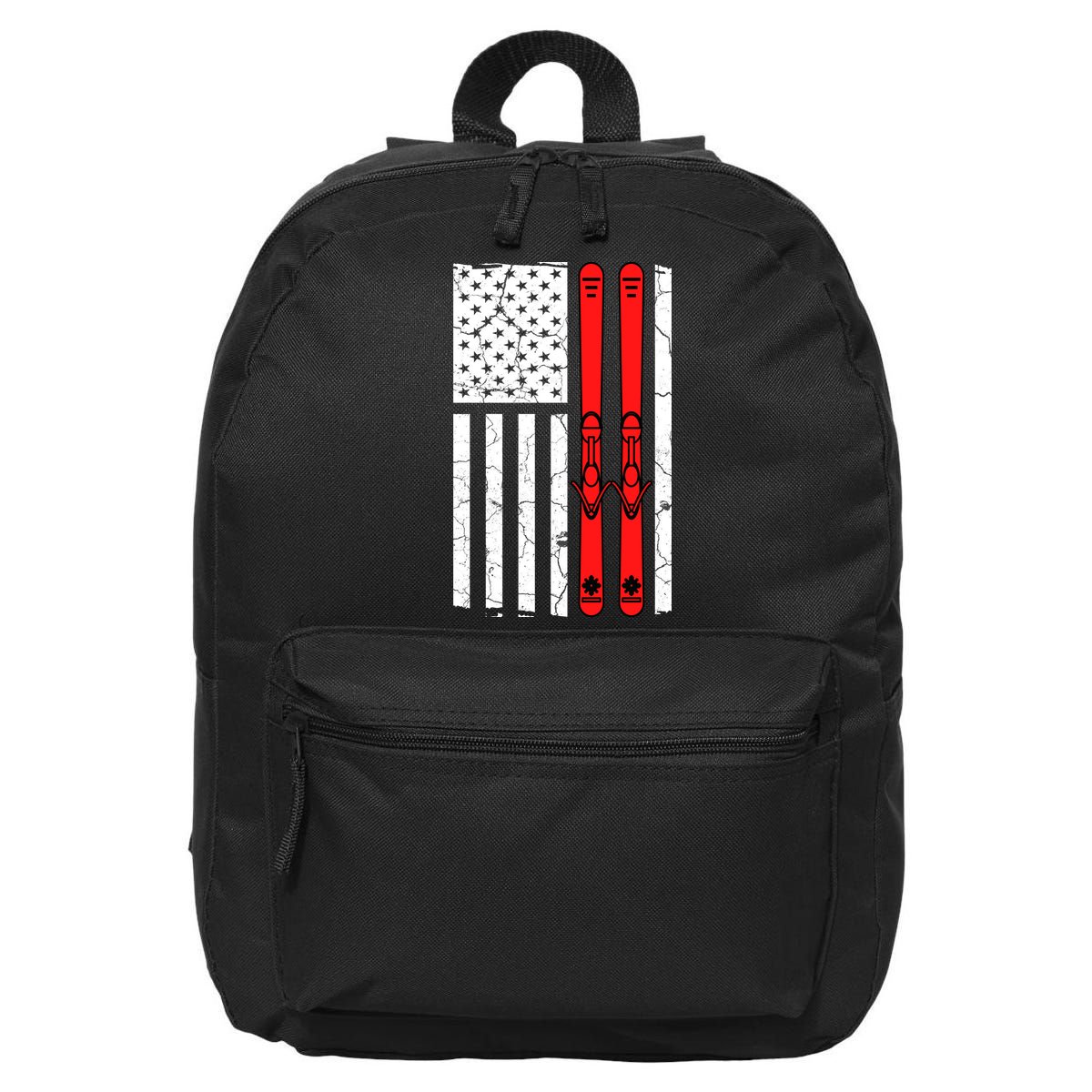Ski Boarding American Flag Sport Hobby 16 in Basic Backpack