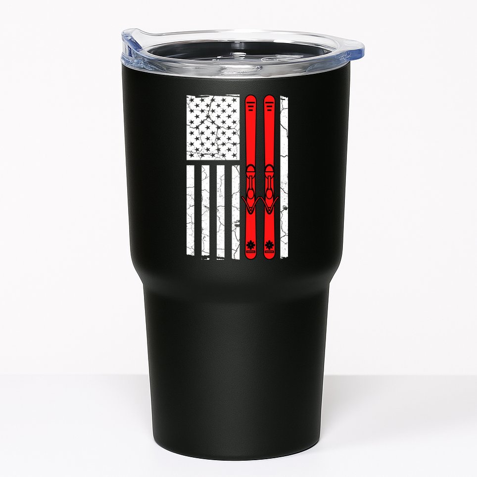 Ski Boarding American Flag Sport Hobby Tumbler