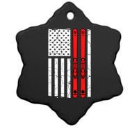 Ski Boarding American Flag Sport Hobby Ceramic Star Ornament