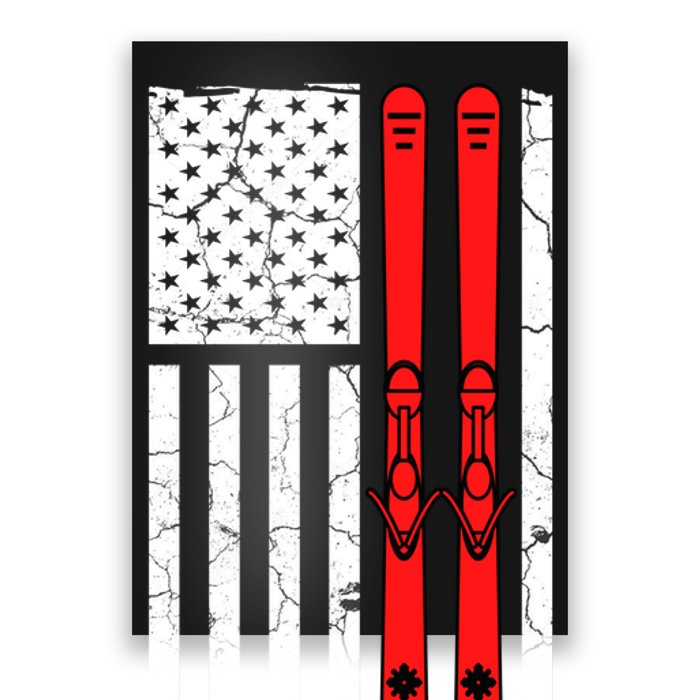 Ski Boarding American Flag Sport Hobby Poster