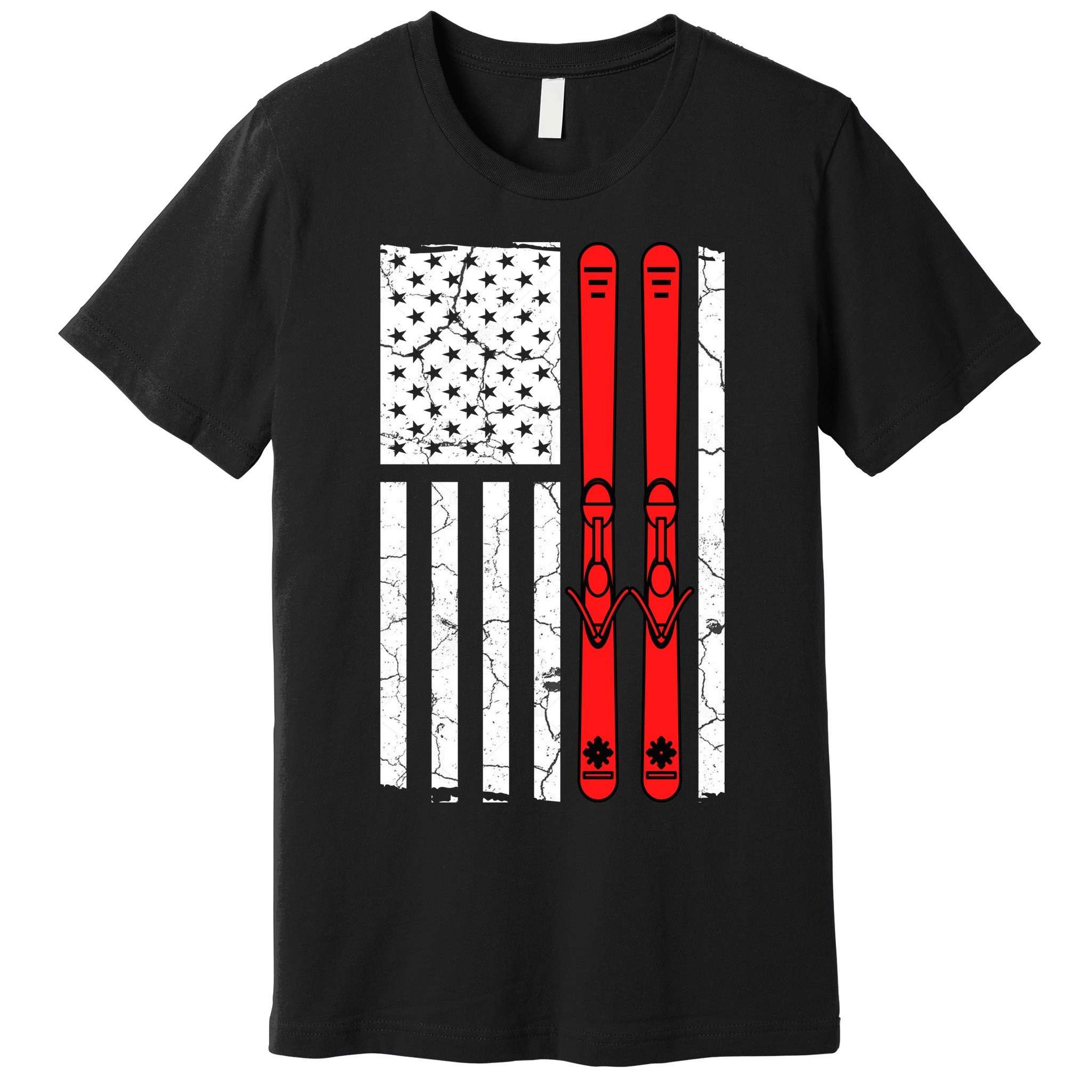 Ski Boarding American Flag Sport Hobby Premium T-Shirt