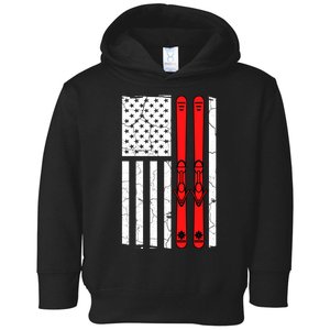 Ski Boarding American Flag Sport Hobby Toddler Hoodie