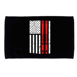 Ski Boarding American Flag Sport Hobby Microfiber Hand Towel