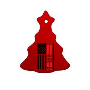 Ski Boarding American Flag Sport Hobby Ceramic Tree Ornament