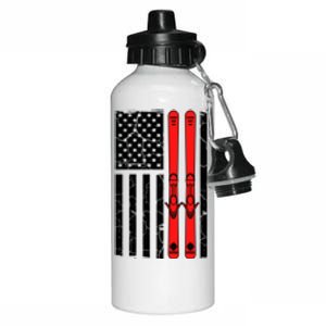 Ski Boarding American Flag Sport Hobby Aluminum Water Bottle