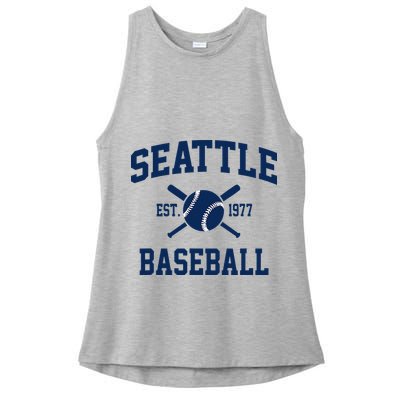 Seattle Baseball Athletic Vintage Sports Team Fan Ladies PosiCharge Tri-Blend Wicking Tank