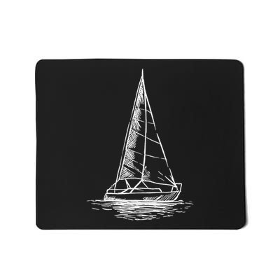 Sailor Boating Anchor Simple Line Drawing Sailboat Sailing Mousepad