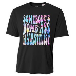 SomebodyS Bomb Ass Hairstylist Groovy Hair Stylist Tie Dye Cooling Performance Crew T-Shirt