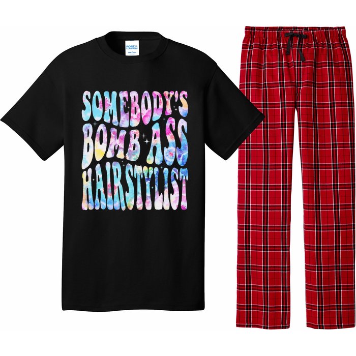 SomebodyS Bomb Ass Hairstylist Groovy Hair Stylist Tie Dye Pajama Set