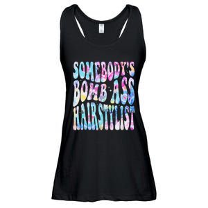 SomebodyS Bomb Ass Hairstylist Groovy Hair Stylist Tie Dye Ladies Essential Flowy Tank