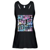 SomebodyS Bomb Ass Hairstylist Groovy Hair Stylist Tie Dye Ladies Essential Flowy Tank