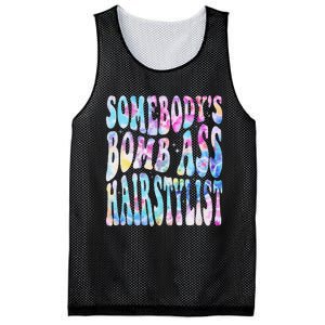 SomebodyS Bomb Ass Hairstylist Groovy Hair Stylist Tie Dye Mesh Reversible Basketball Jersey Tank