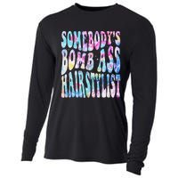 SomebodyS Bomb Ass Hairstylist Groovy Hair Stylist Tie Dye Cooling Performance Long Sleeve Crew