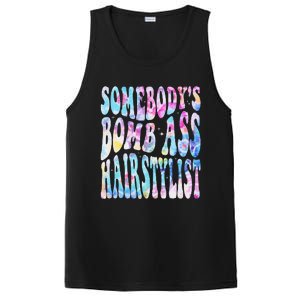 SomebodyS Bomb Ass Hairstylist Groovy Hair Stylist Tie Dye PosiCharge Competitor Tank